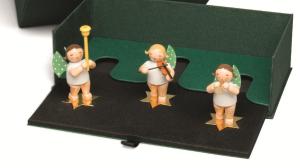 Trio Jubiläumsengel, auf vergoldeten Sternensockeln limitiert