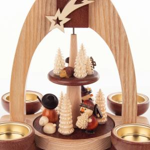 Pyramide mit Waldfiguren 2-stöckig natur für Teelichte